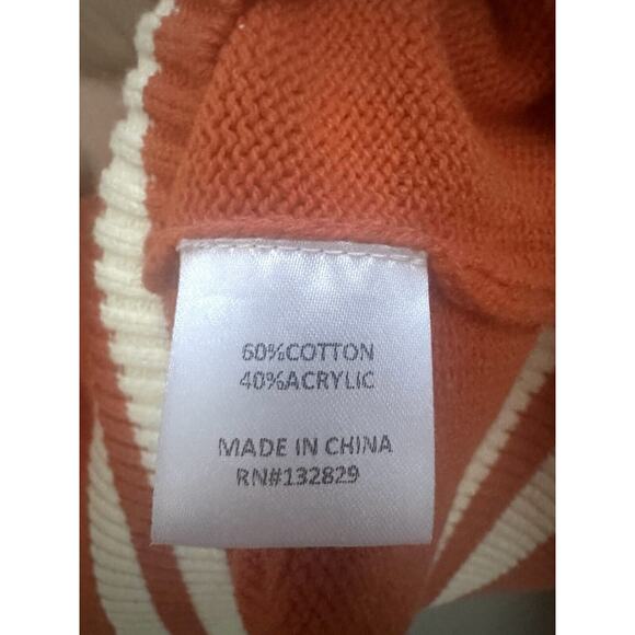 Tularosa Kyoto V-Neck Varsity Stripe Sweater White /orange Preppy Y2K Sz Small - Picture 6 of 9